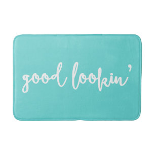 Tapis De Bain Bonne recherche Calligraphie Blue Bath Mat