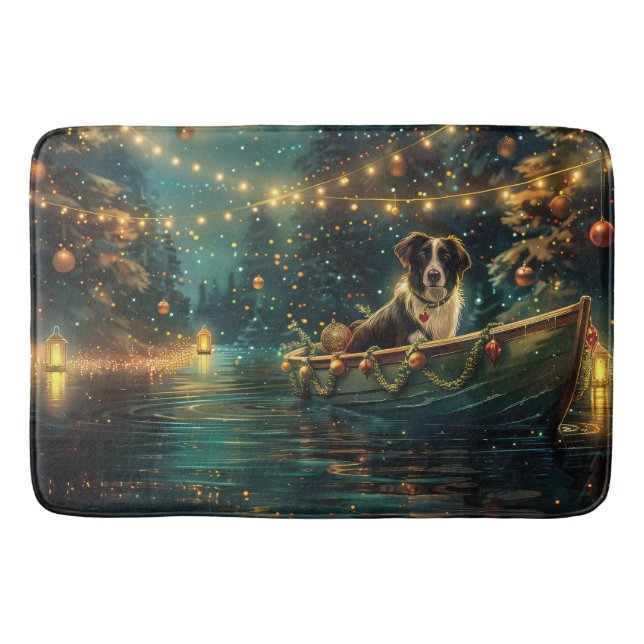 Tapis De Bain Bordure Collie Noël Festive Voyage (Devant)