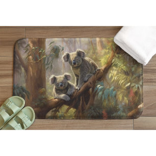 Tapis De Bain Botanique curieuses koalas dans l'eucalyptus