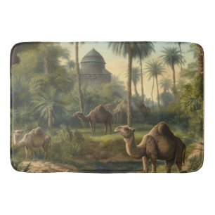 Tapis De Bain Botanique : dromadaires dans la jungle près d'une 