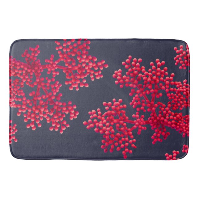 Tapis De Bain Boucles de fleurs roses de corail (Devant)