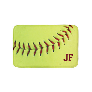 Tapis De Bain Boule jaune personnalisée du base-ball