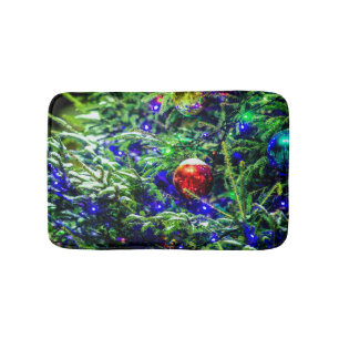 Tapis De Bain Boule rouge arbre de Noël vert