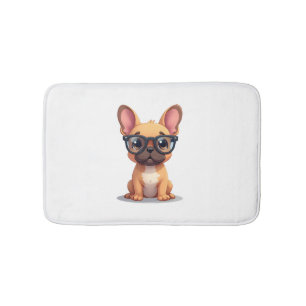 Tapis De Bain Bouledogue français portant des lunettes Copie