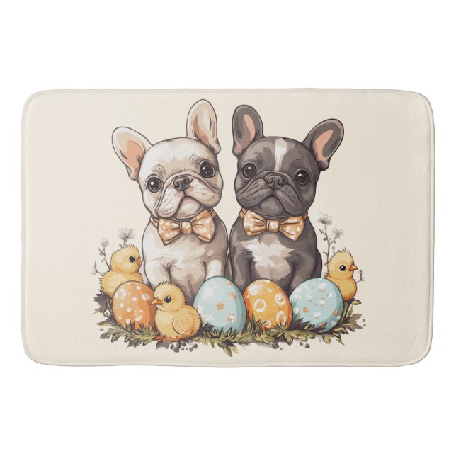 Tapis De Bain Bouledogues français de Pâques (Devant)