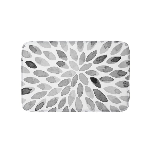Tapis De Bain Boutons de brosse d'aquarelle - noir et blanc (Devant)