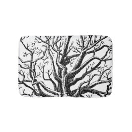 Tapis De Bain Branches rustiques Abstraites en noir et blanc