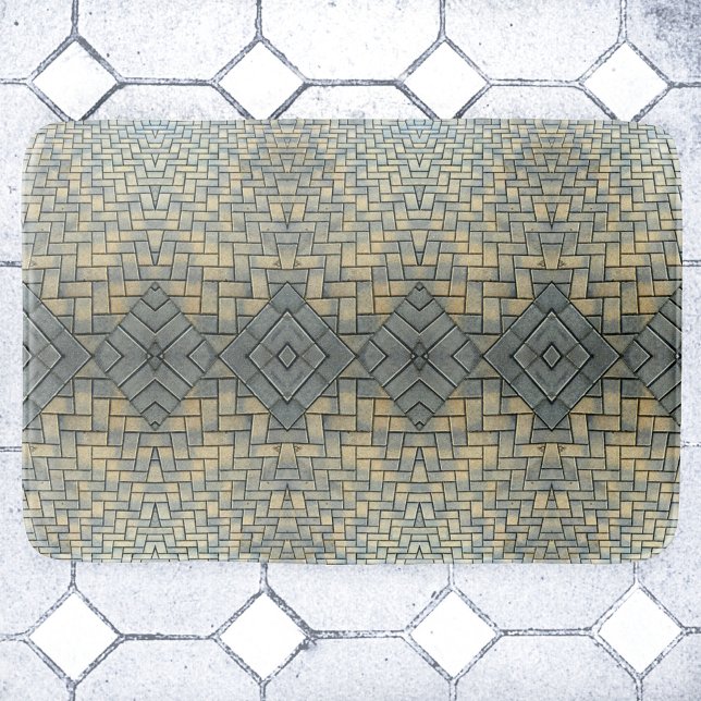 Tapis De Bain Brique en mosaïque gris et jaune (Créateur téléchargé)