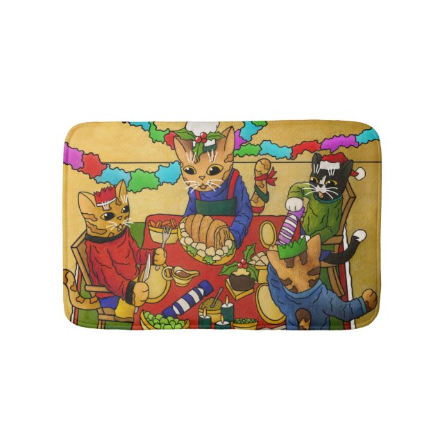 Tapis De Bain British Christmas Dinner Cats (Devant)
