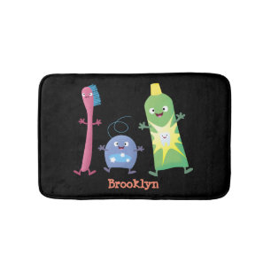 Tapis De Bain Brosse à dents dentifrice fil dentaire cartoon