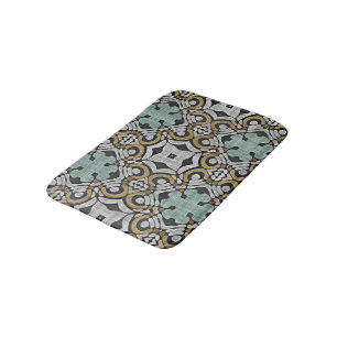 Tapis De Bain Brown Green Grey Hip Ornat Art Motif