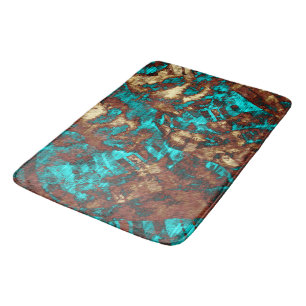 Tapis De Bain Brown Turquoise Abstrait en Motif détendu