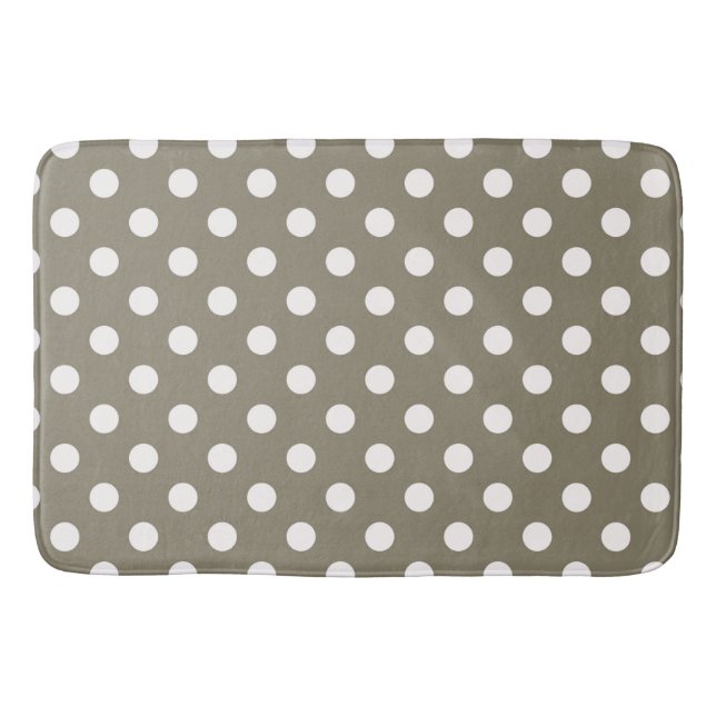 Tapis De Bain Brun taupe et pois blancs (Devant)