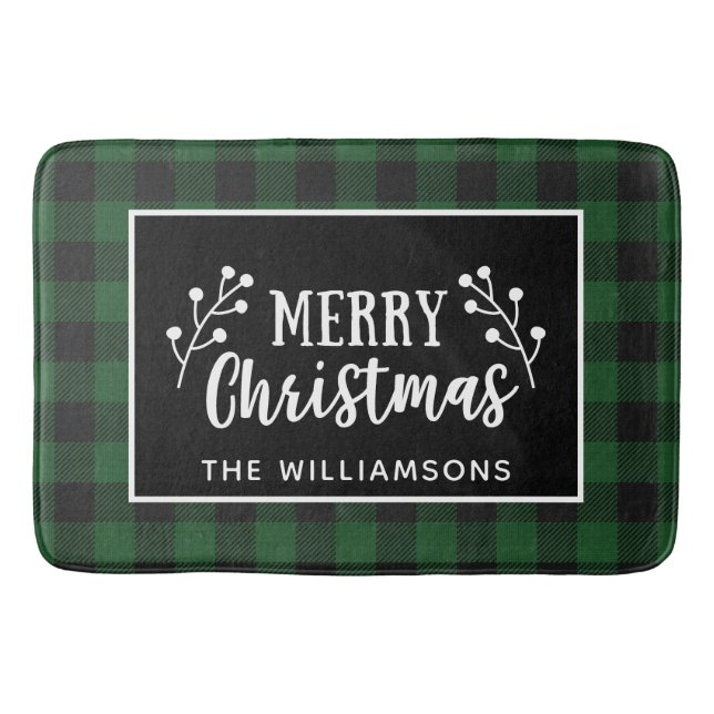 Tapis De Bain Buffalo Check Joyeux Noël Ferme Porte (Devant)