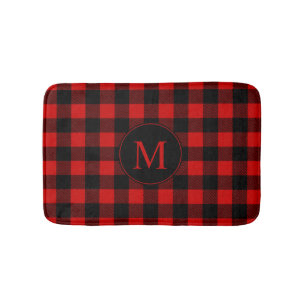 Tapis De Bain Buffalo rouge plaqué avec Monogramme personnalisé