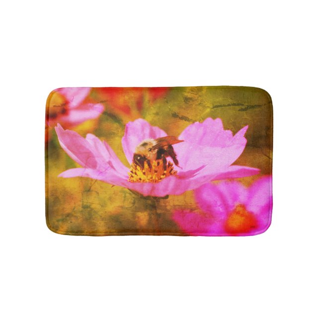 Tapis De Bain Bumble Bee On Rose Cosmos Flower Abstrait (Devant)