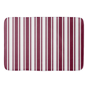 Tapis De Bain Burgundy rouge et blanc bonbons rayures