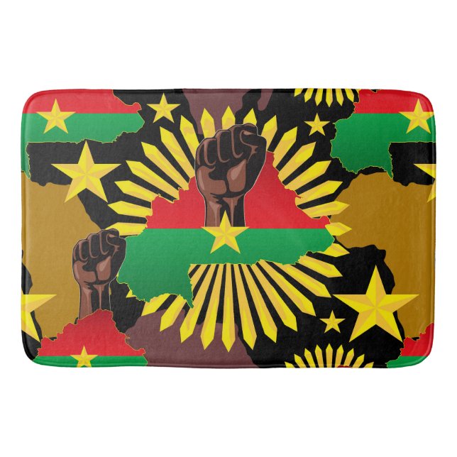 Tapis De Bain Burkina Faso Carte, drapeau et première révolution (Devant)