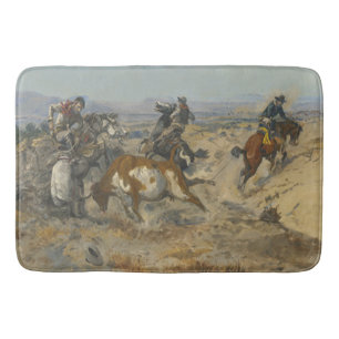 Tapis De Bain C.M Russell Ennuis Vintage Western Cowboy
