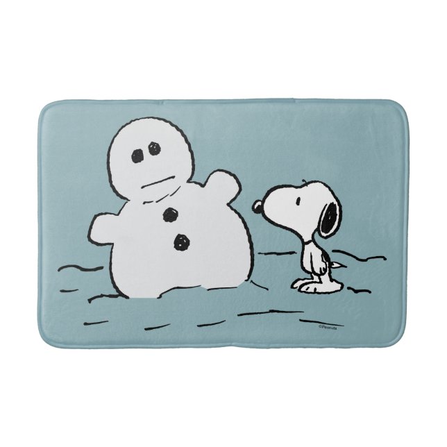 Tapis De Bain cacahuètes | Snoopy Construit Un Snowman (Devant)