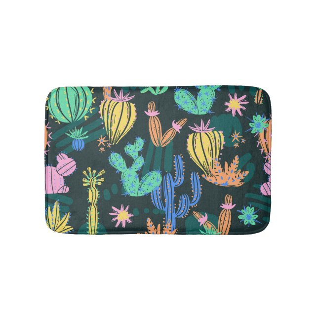 Tapis De Bain Cactus dessiné à la main : sans couture scandinave (Devant)