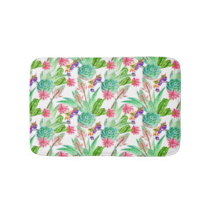Tapis De Bain Cactus lumineux d'aquarelle et motif succulent