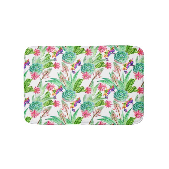 Tapis De Bain Cactus lumineux d'aquarelle et motif succulent (Devant)
