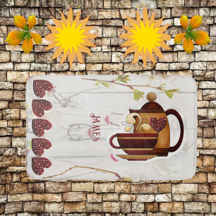 Tapis De Bain Café Teapot Coeurs rustique Country Garden Elégant