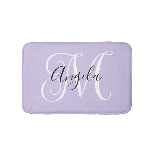 Tapis De Bain Calligraphie de fille Monogramme Lavande pâle (Devant)