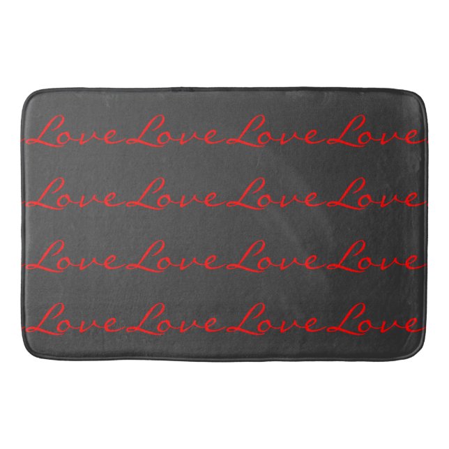 Tapis De Bain Calligraphie tendance grise rouge amour mariage (Devant)