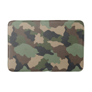 Tapis De Bain Camouflage Woodland Camo Khaki Tan Black