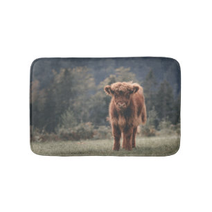 Tapis De Bain Campagne d'herbe d'automne de la vache de haute-te