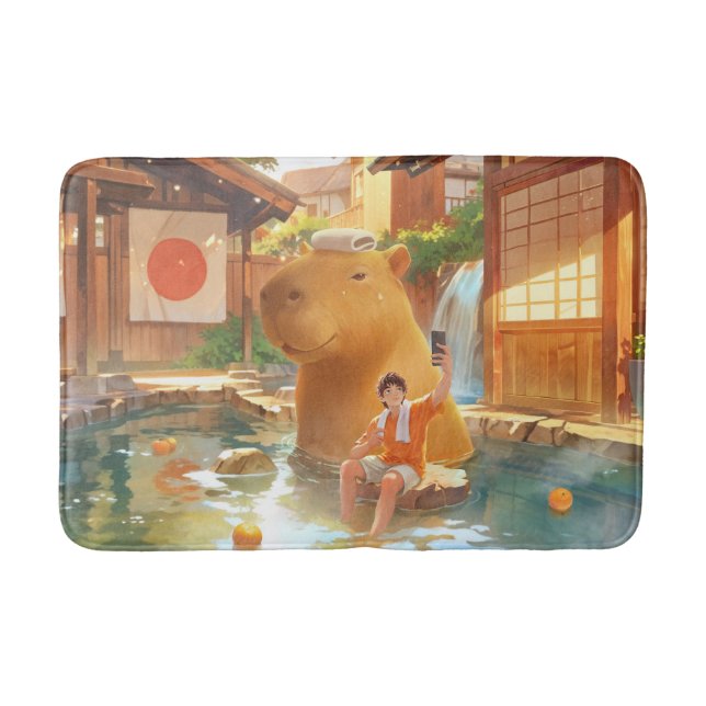 Tapis De Bain Capybara géante - Illustration de source chaude (Devant)