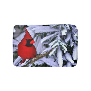 Tapis De Bain Cardinal rouge d'hiver