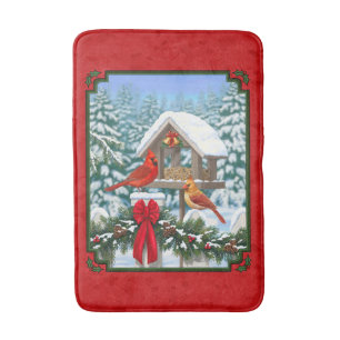 Tapis De Bain Cardinaux de Noël Mangeoire Rouge