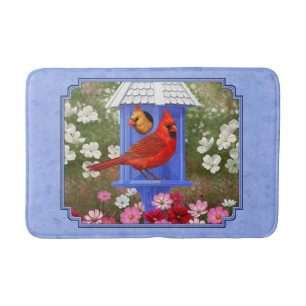 Tapis De Bain Cardinaux et Rond Birdhouse Blue