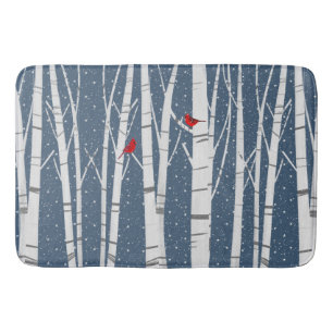 Tapis De Bain Cardinaux rouges dans les flocons de neige