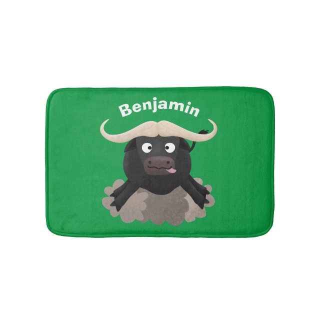 Tapis De Bain Caricature amusante de buffle d'eau courante (Devant)