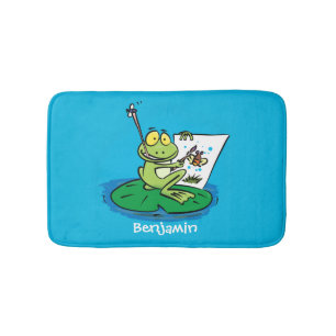 Tapis De Bain Caricature amusante de grenouille verte