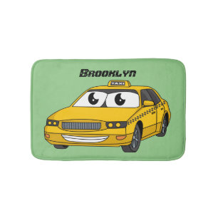 Tapis De Bain Caricature amusante de taxi jaune mignon