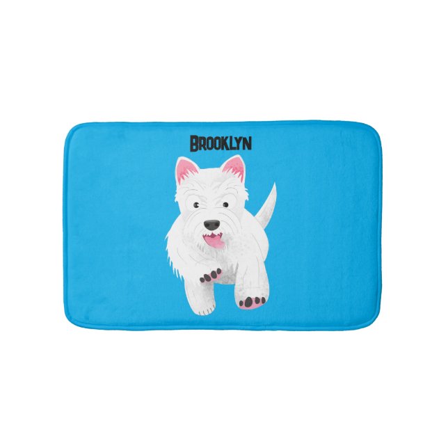 Tapis De Bain Caricature blanche de terrier de l'ouest (Devant)