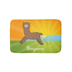 Tapis De Bain Caricature d'alpaga brun joli