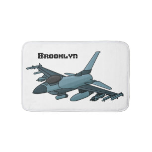 Tapis De Bain Caricature d'avion de chasse militaire