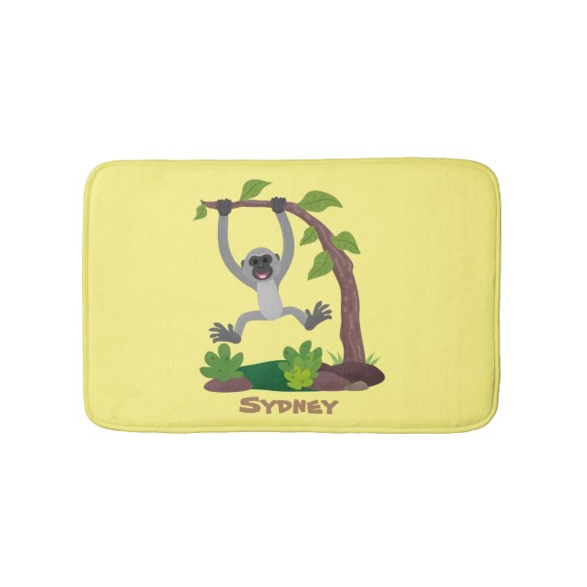 Tapis De Bain Caricature de bande de gibbon joyeux (Devant)