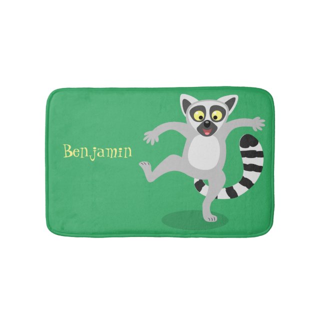 Tapis De Bain Caricature de danse lémurienne en anneau mignon (Devant)