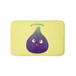 Tapis De Bain Caricature de fruits mauve joyeux aux figues