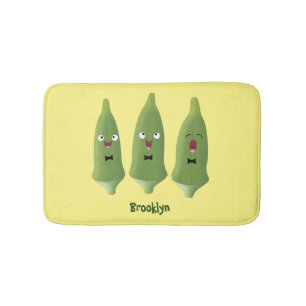 Tapis De Bain Caricature de légumes de l'okra chantante mignonne
