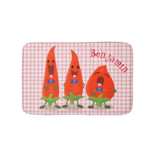 Tapis De Bain Caricature de piments chantants mignons