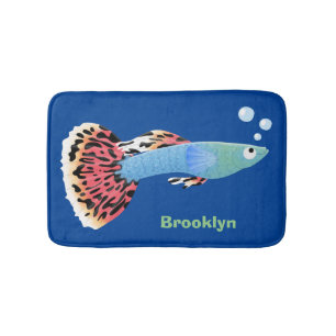 Tapis De Bain Caricature de poisson tropical guppy très chic
