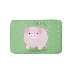 Tapis De Bain Caricature de porc mignon rose pot vendue